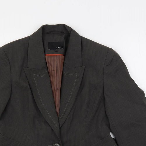 NEXT Womens Grey Striped Jacket Blazer Size 12 Button