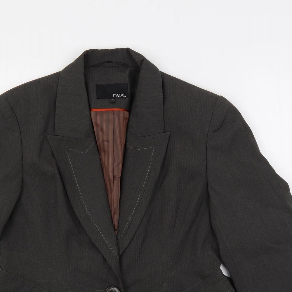NEXT Womens Grey Striped Jacket Blazer Size 12 Button