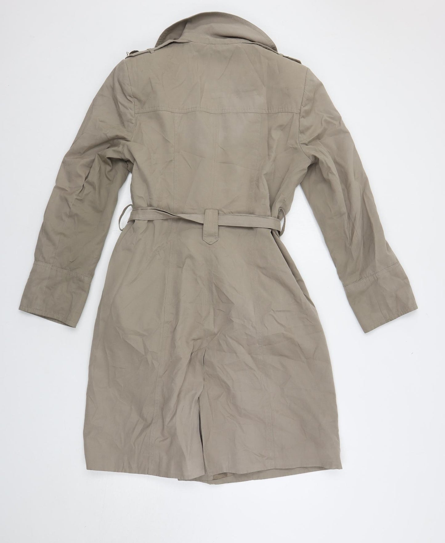 Debenhams Womens Beige Trench Coat Coat Size 14 Button - Belted