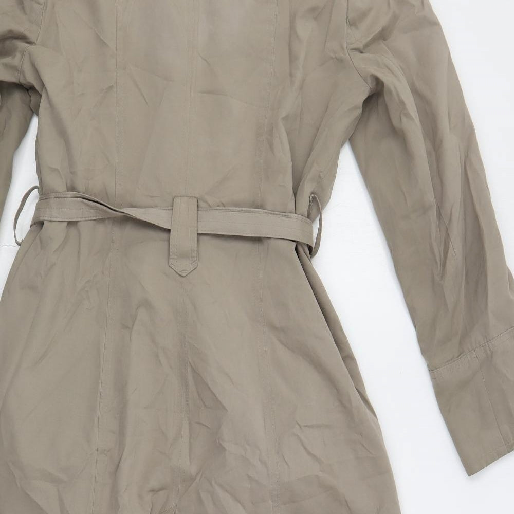 Debenhams Womens Beige Trench Coat Coat Size 14 Button - Belted