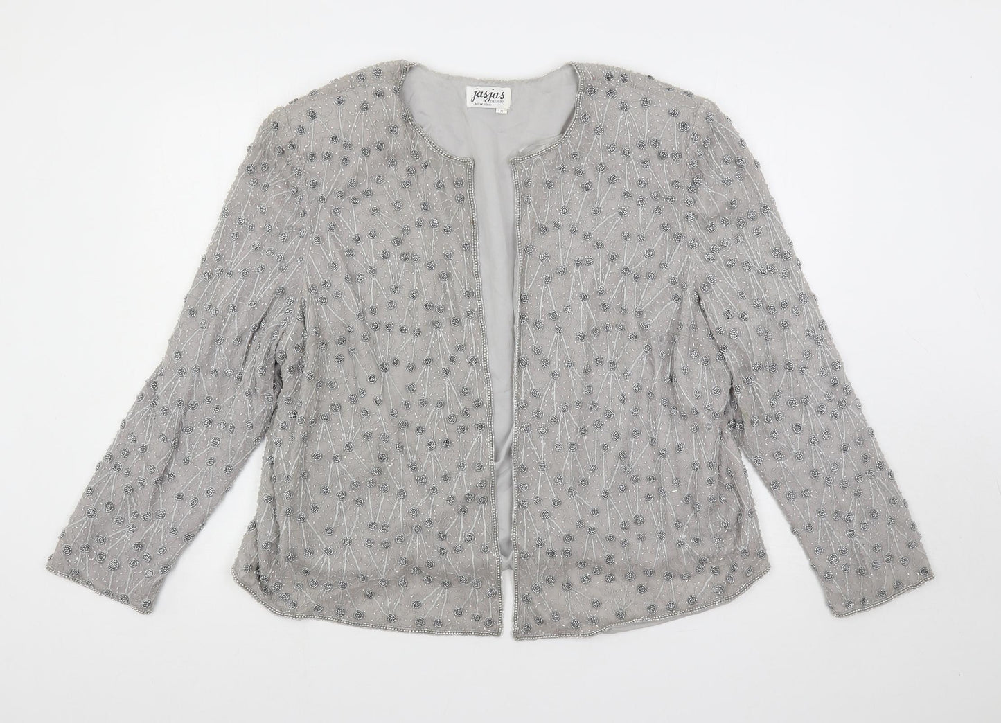 Jasjas Womens Grey Jacket Blazer Size XL - Embellished Open