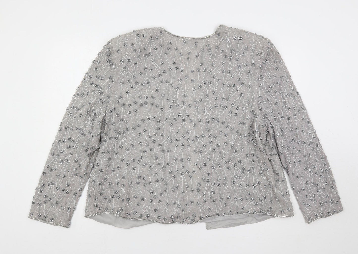 Jasjas Womens Grey Jacket Blazer Size XL - Embellished Open