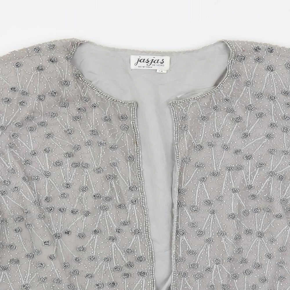 Jasjas Womens Grey Jacket Blazer Size XL - Embellished Open