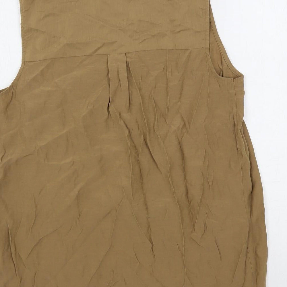 Marks and Spencer Womens Brown Viscose Basic Blouse Size 10 V-Neck