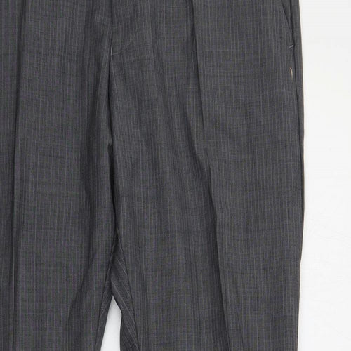 French Connection Mens Grey Striped Wool Dress Pants Trousers Size 34 in L31 in Regular Zip