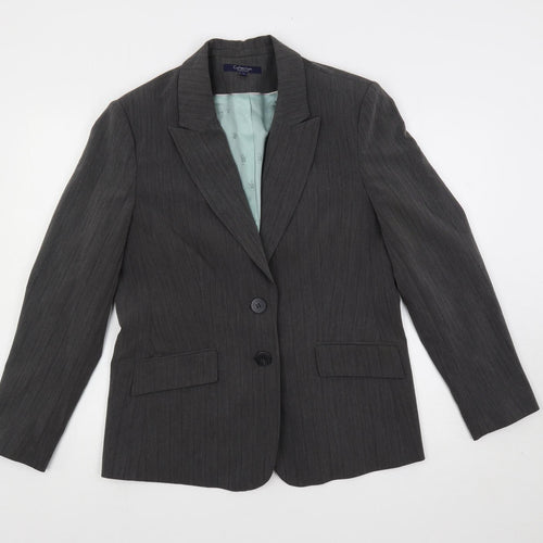 Debenhams Womens Grey Striped Jacket Blazer Size 16 Button