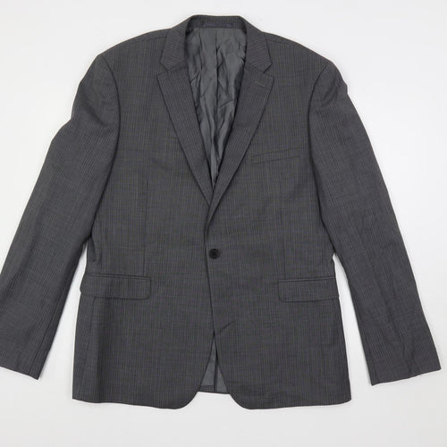 French Connection Mens Grey Striped Wool Jacket Suit Jacket Size 42 Regular