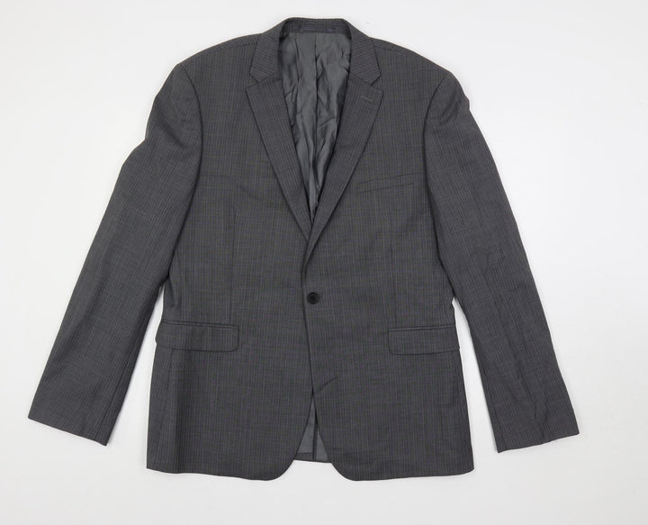 French Connection Mens Grey Striped Wool Jacket Suit Jacket Size 42 Regular