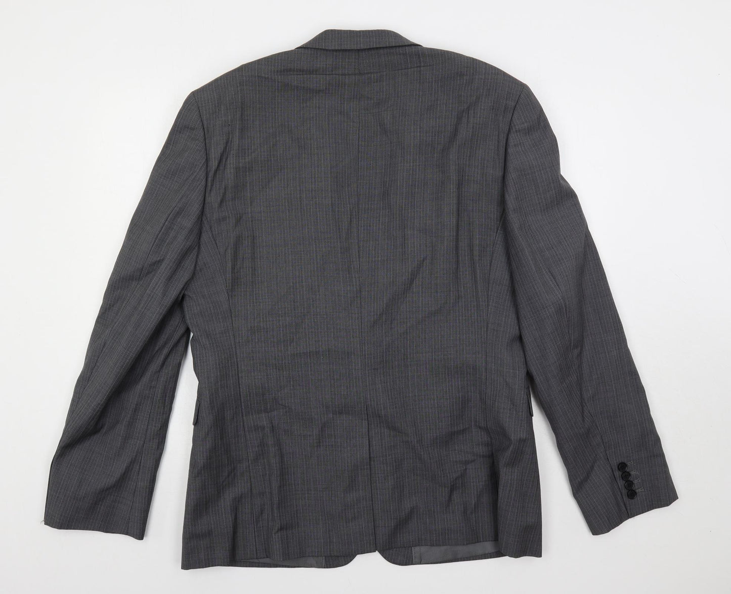 French Connection Mens Grey Striped Wool Jacket Suit Jacket Size 42 Regular