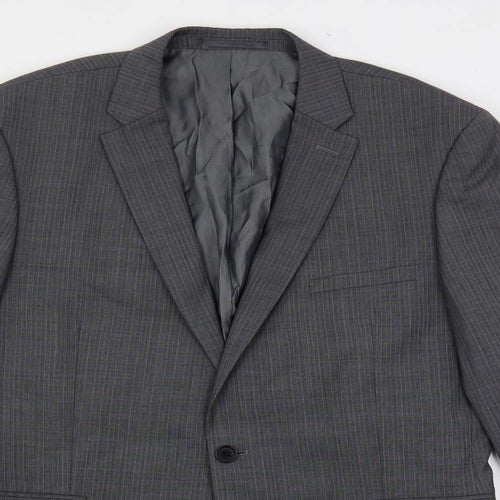 French Connection Mens Grey Striped Wool Jacket Suit Jacket Size 42 Regular