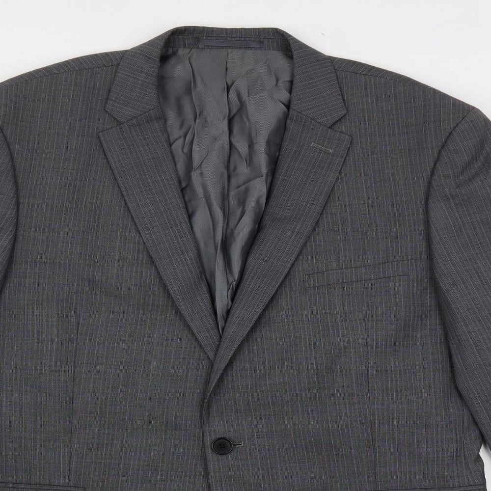 French Connection Mens Grey Striped Wool Jacket Suit Jacket Size 42 Regular
