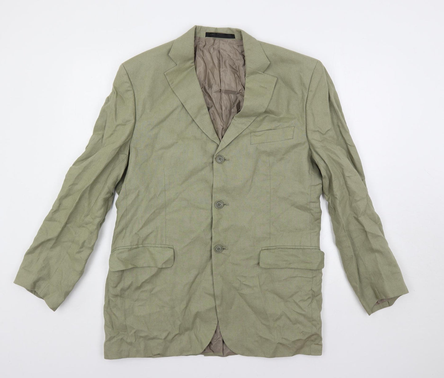 Marks and Spencer Mens Beige Linen Jacket Blazer Size 40 Regular