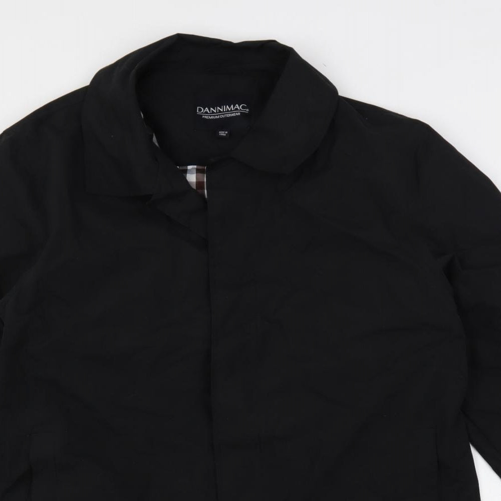 Dannimac Mens Black Overcoat Coat Size M Button