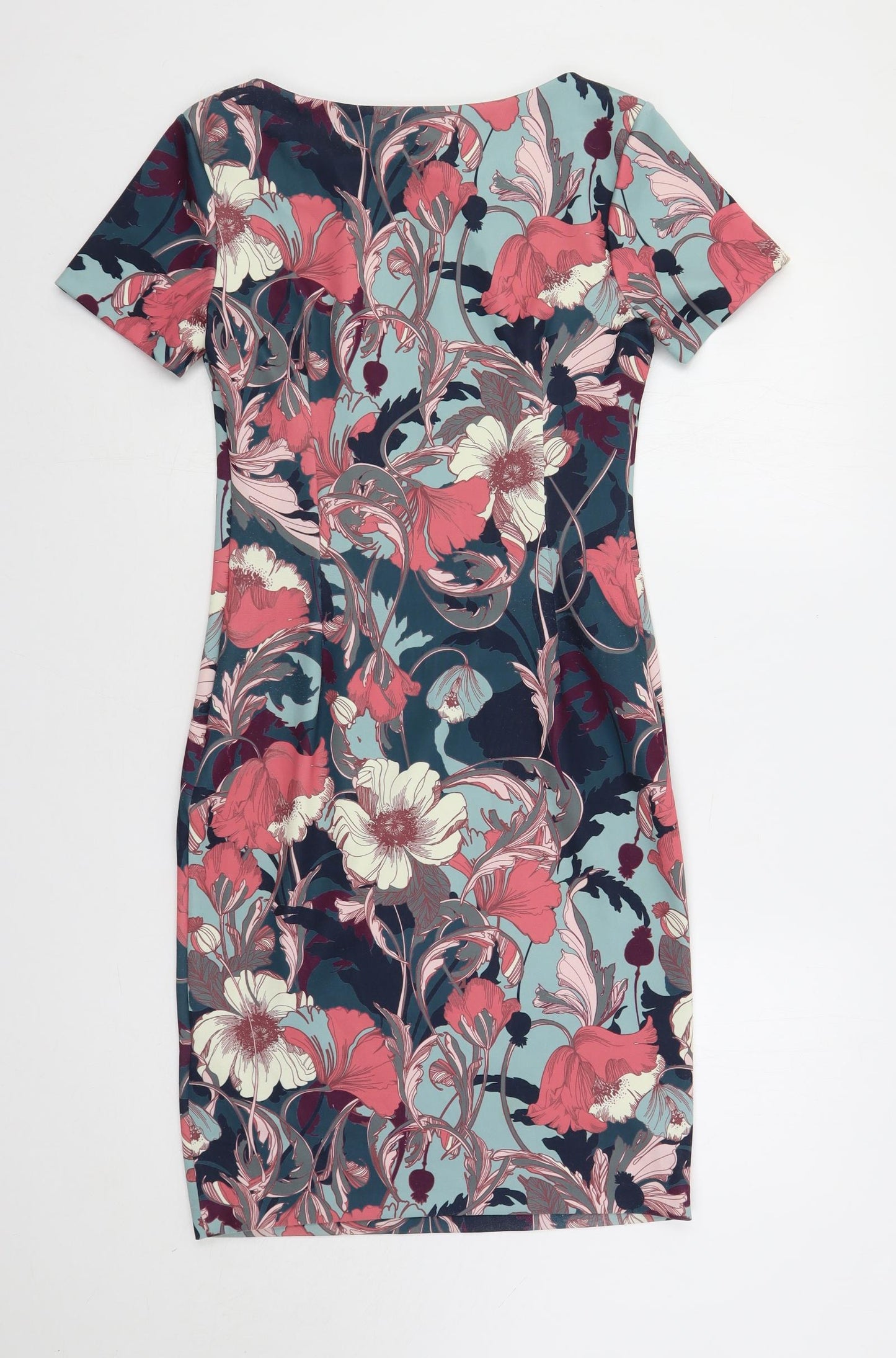 Per Una Womens Multicoloured Floral Polyester Pencil Dress Size 8 Boat Neck Pullover