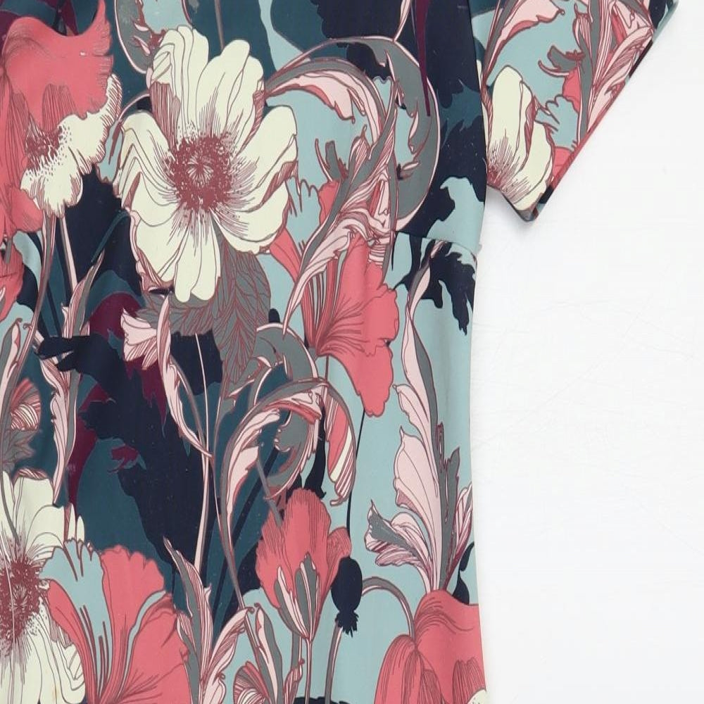Per Una Womens Multicoloured Floral Polyester Pencil Dress Size 8 Boat Neck Pullover