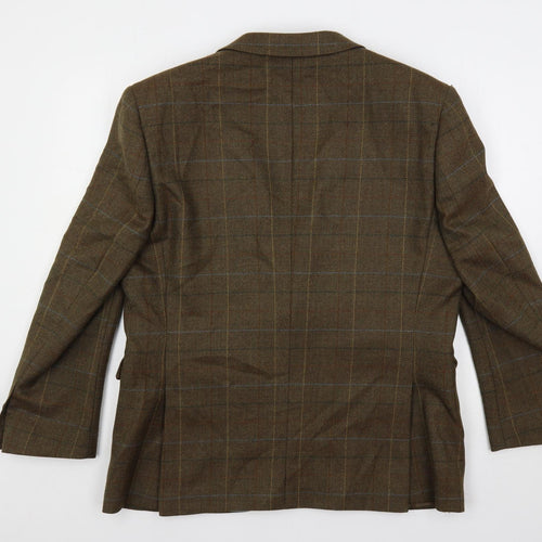 Blazer Mens Brown Plaid Wool Jacket Blazer Size 44 Regular