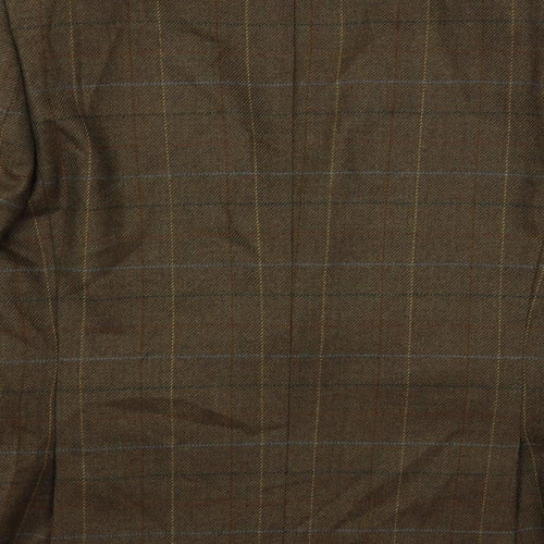 Blazer Mens Brown Plaid Wool Jacket Blazer Size 44 Regular