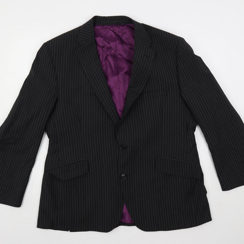 Autograph Mens Black Striped Wool Jacket Suit Jacket Size 44 Regular