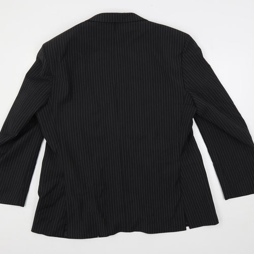 Autograph Mens Black Striped Wool Jacket Suit Jacket Size 44 Regular