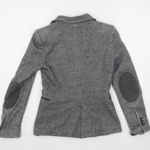 Zara Womens Grey Jacket Blazer Size XS Button - Elbow Patches