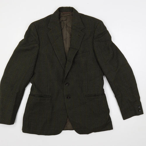 Burton Mens Green Striped Wool Jacket Blazer Size 36 Regular
