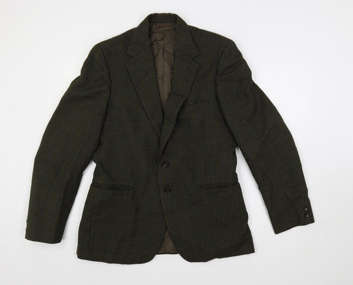 Burton Mens Green Striped Wool Jacket Blazer Size 36 Regular