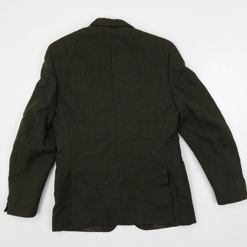 Burton Mens Green Striped Wool Jacket Blazer Size 36 Regular
