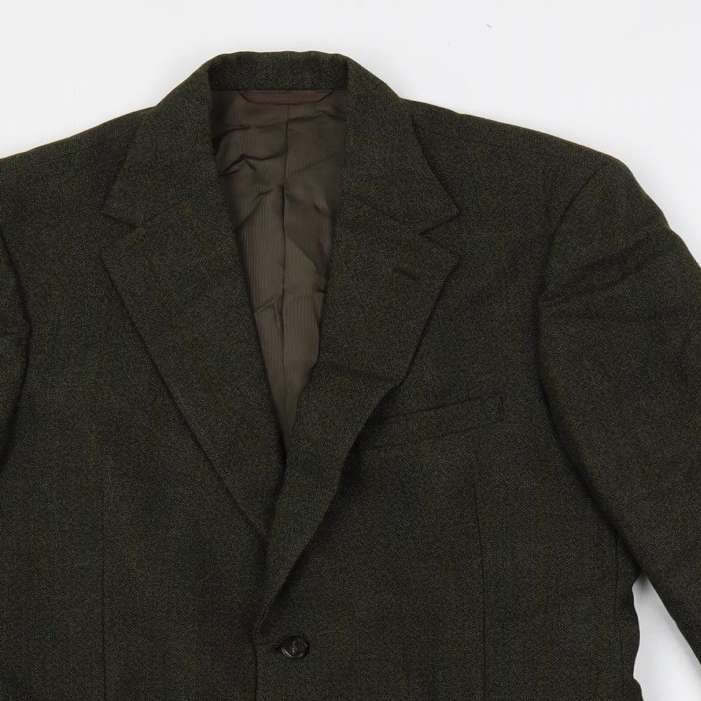 Burton Mens Green Striped Wool Jacket Blazer Size 36 Regular