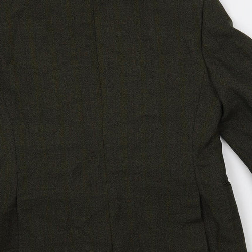 Burton Mens Green Striped Wool Jacket Blazer Size 36 Regular