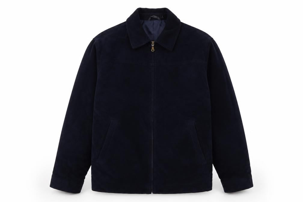 Front view of Burton men’s blue jacket, size S, zip