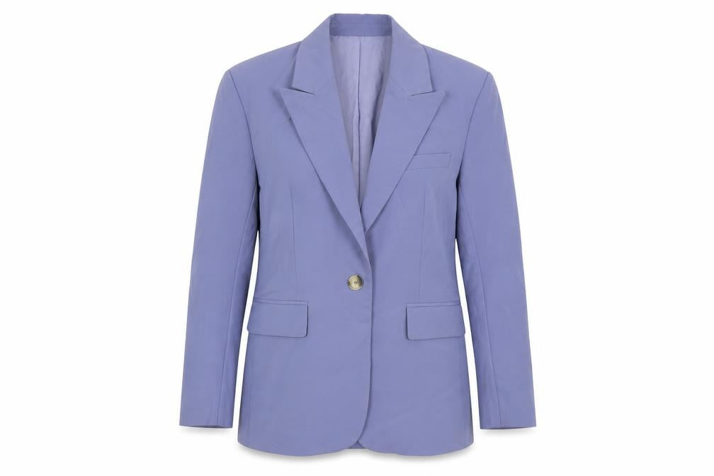 Front view of Bershka women’s blue jacket blazer, size XS, button