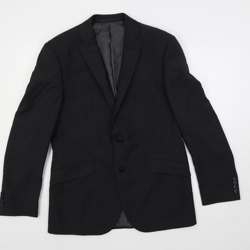Marks and Spencer Mens Black Striped Polyester Jacket Suit Jacket Size 40 Regular