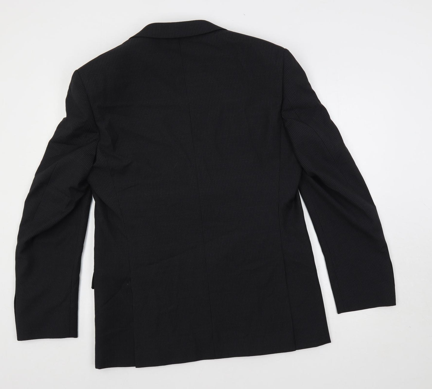 Marks and Spencer Mens Black Striped Polyester Jacket Suit Jacket Size 40 Regular