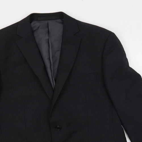 Marks and Spencer Mens Black Striped Polyester Jacket Suit Jacket Size 40 Regular