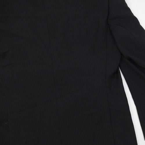 Marks and Spencer Mens Black Striped Polyester Jacket Suit Jacket Size 40 Regular