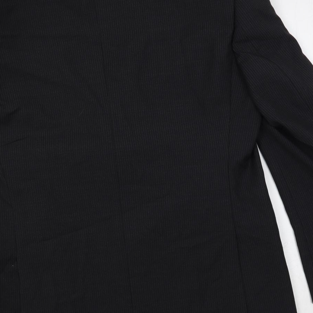 Marks and Spencer Mens Black Striped Polyester Jacket Suit Jacket Size 40 Regular