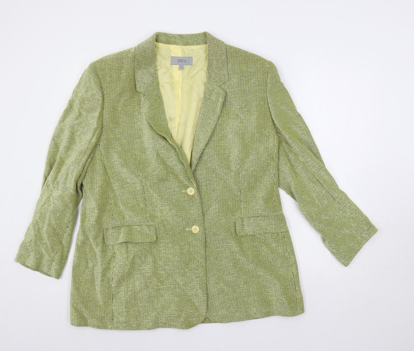 Marks and Spencer Womens Green Geometric Jacket Blazer Size 18 Button