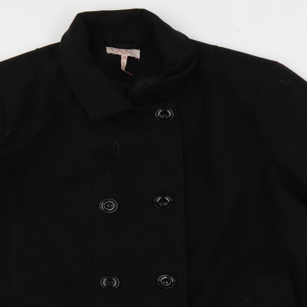 Millers Womens Black Pea Coat Coat Size 22 Button