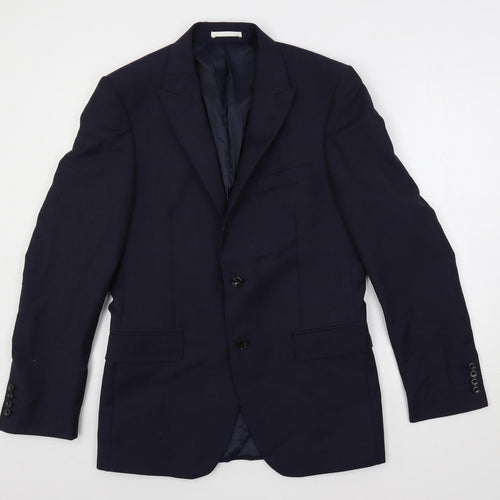 Marks and Spencer Mens Blue Striped Wool Jacket Suit Jacket Size 38 Regular