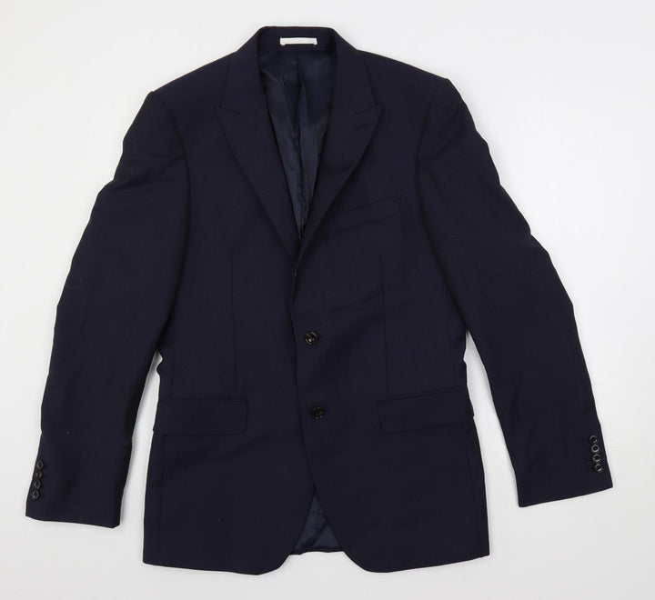 Marks and Spencer Mens Blue Striped Wool Jacket Suit Jacket Size 38 Regular