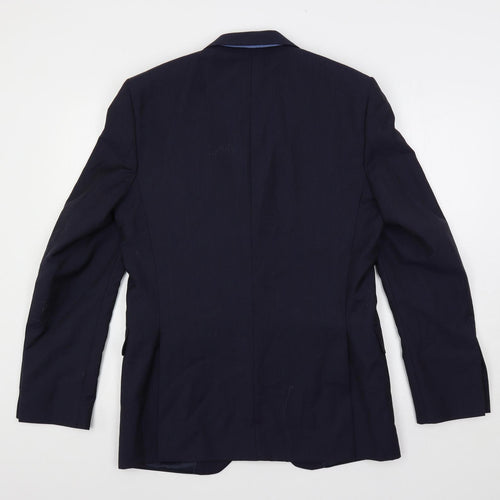 Marks and Spencer Mens Blue Striped Wool Jacket Suit Jacket Size 38 Regular