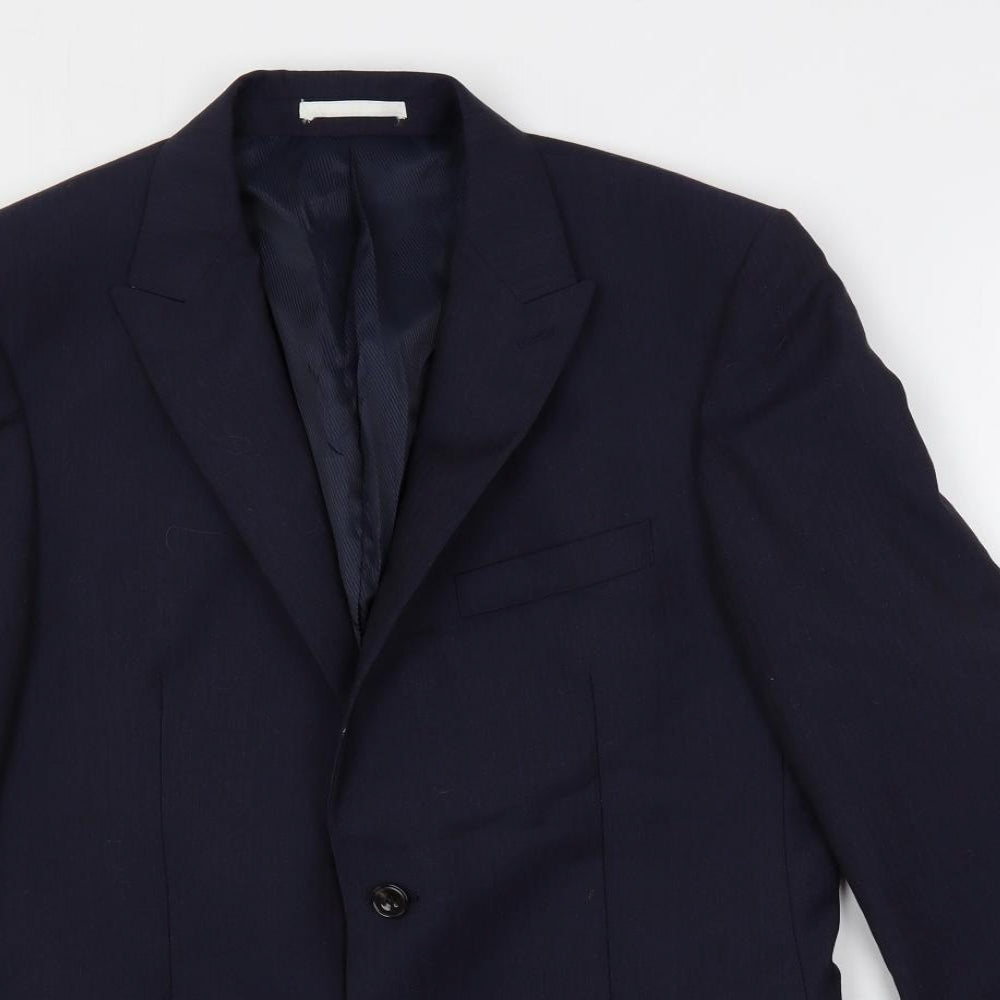 Marks and Spencer Mens Blue Striped Wool Jacket Suit Jacket Size 38 Regular