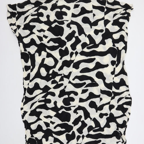 Marks and Spencer Womens Black Geometric Modal Kaftan Size M V-Neck Pullover - Oversized