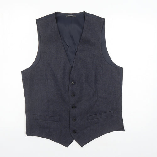 Marks and Spencer Mens Blue Polyester Jacket Suit Waistcoat Size 38 Regular