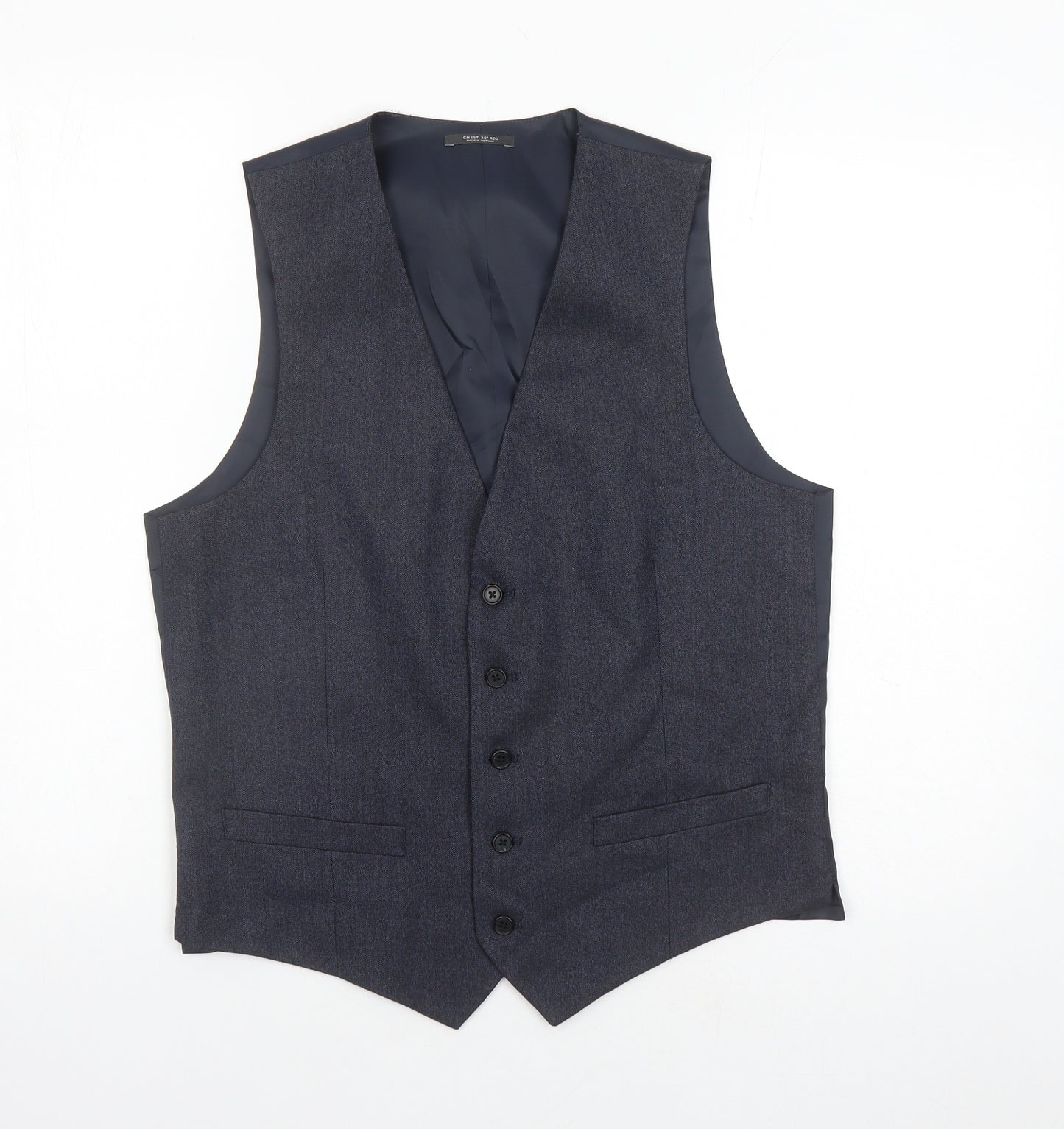 Marks and Spencer Mens Blue Polyester Jacket Suit Waistcoat Size 38 Regular