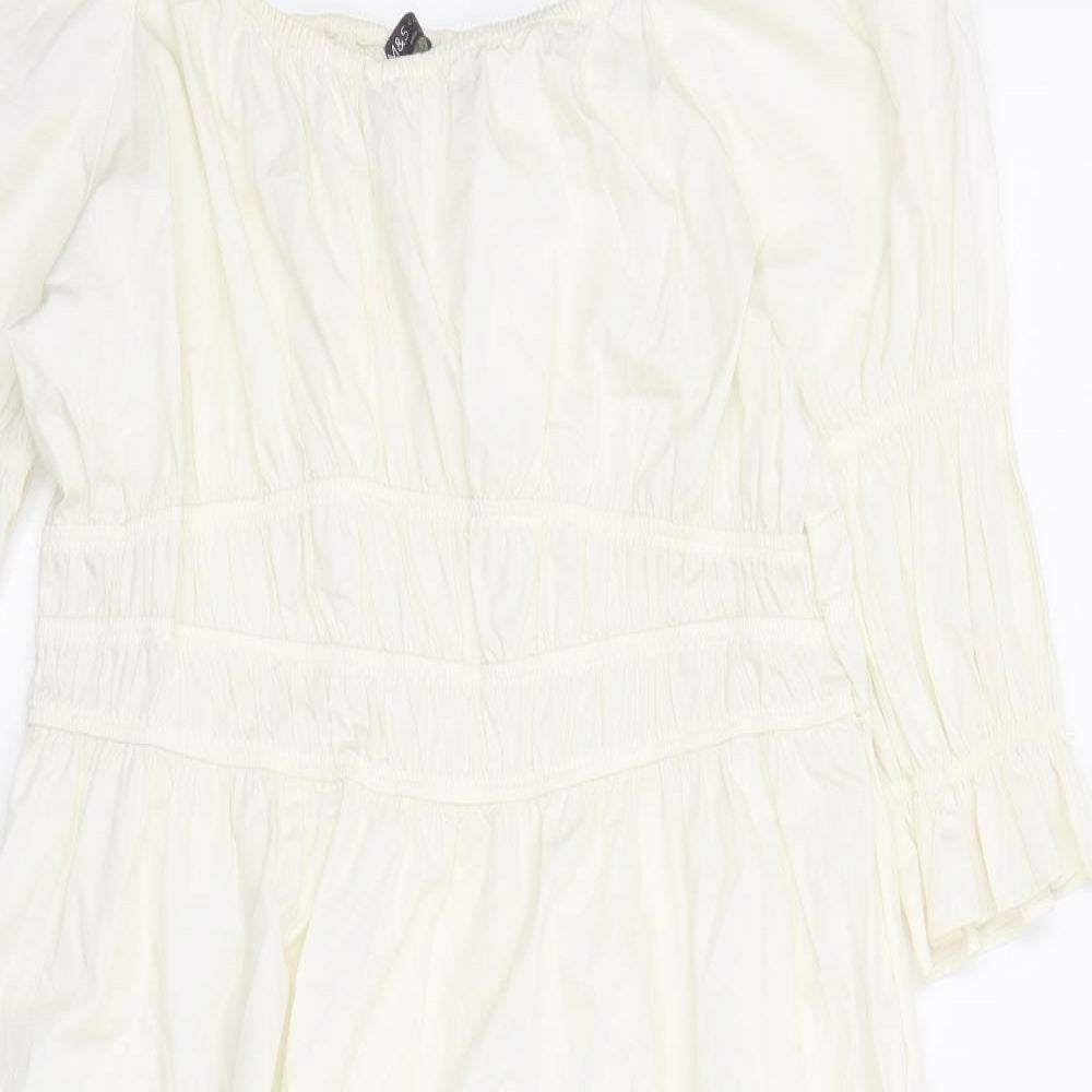 Marks and Spencer Womens Ivory Cotton Maxi Size 20 Round Neck Pullover