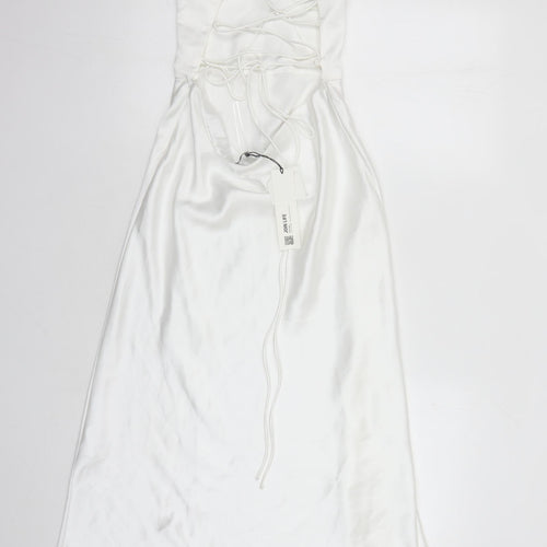 Zara Womens White Polyester A-Line Size S Sweetheart Tie