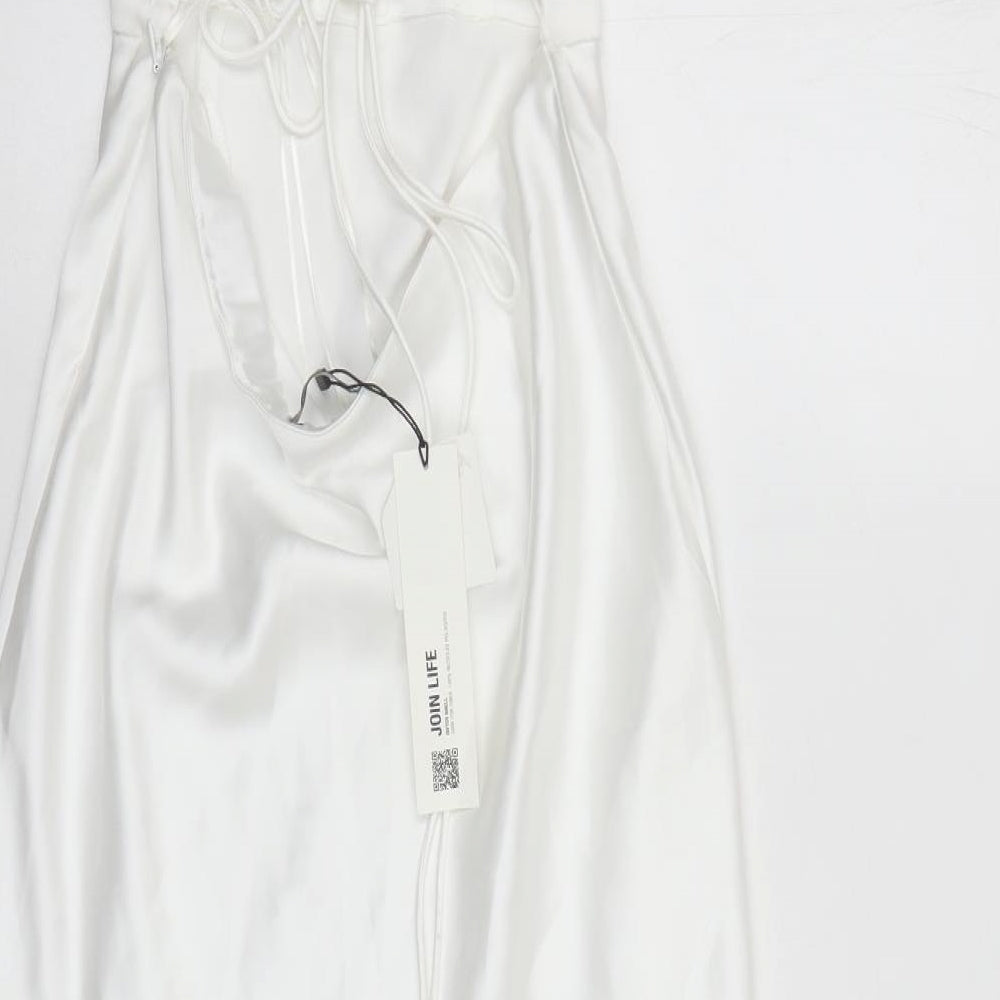Zara Womens White Polyester A-Line Size S Sweetheart Tie