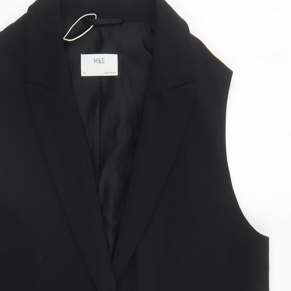 Marks and Spencer Womens Black Polyester Jacket Suit Waistcoat Size 14