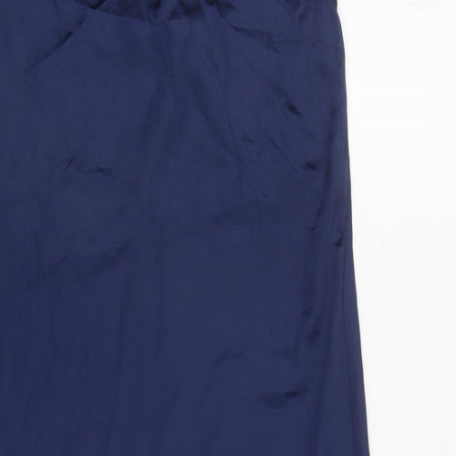 Zara Womens Blue Polyester Slip Dress Size S V-Neck Pullover - Rhinestone Detail
